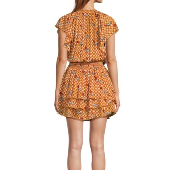 NWT Poupette St. Barth Elsa Orange Animal Zebra Print Layered Blouson Mini Dress - Picture 2 of 6